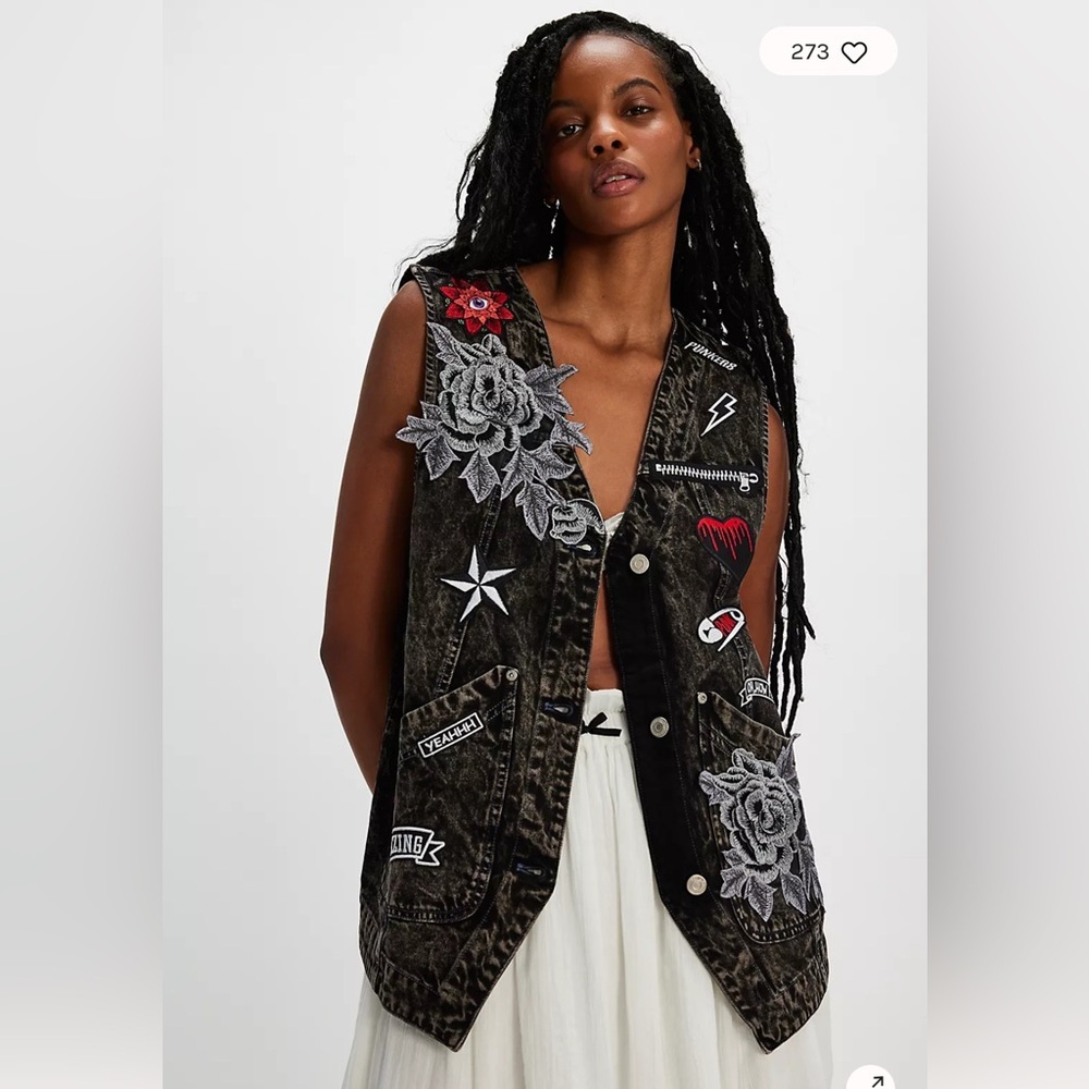 RARE Free People x Tricia Fix Valerie Patch Vest SIZE XL